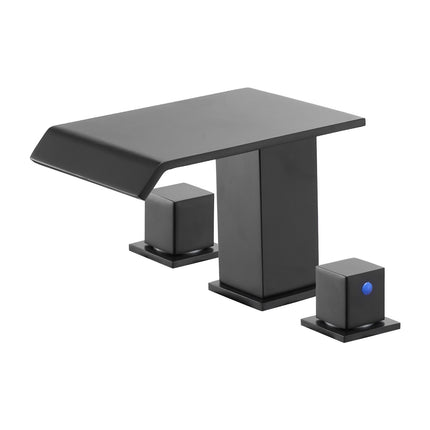Roman Tub Faucet, Waterfall 3-Hole Deck Mount, Matte Black
