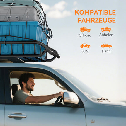 Roof Cargo Basket, 116x92 cm, 150 kg Capacity, Metal