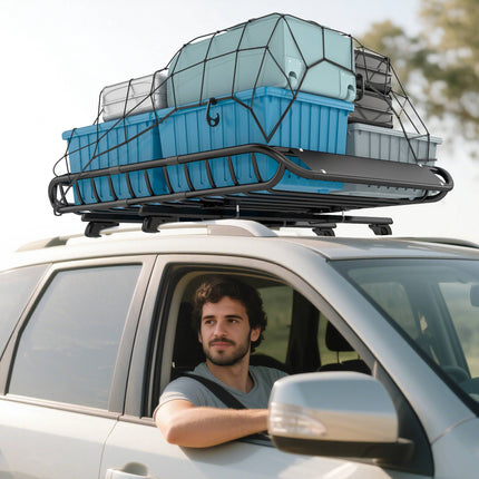 Roof Cargo Basket, 116x92 cm, 150 kg Capacity, Metal