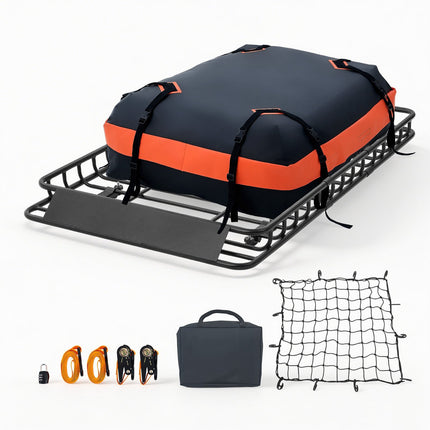 Roof Rack Cargo Basket 200 lb, Waterproof Bag Kit
