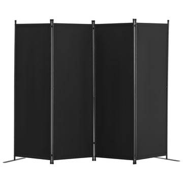 Room Divider, 4-Panel Folding Fabric Screen, Black