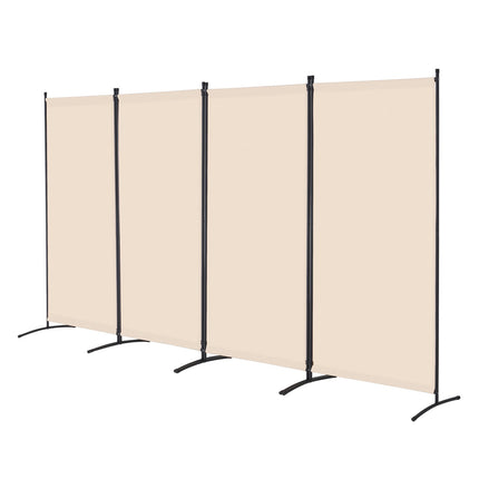 Room Divider, 4-Panel Folding Privacy Screen, Beige