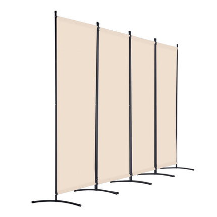 Room Divider, 4-Panel Folding Privacy Screen, Beige