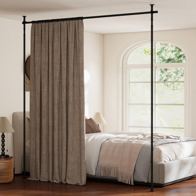 Room Divider Curtain Rod, Adjustable Tension, Black