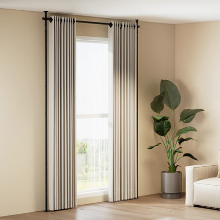 Room Divider Curtain Rod, Adjustable Tension, Black