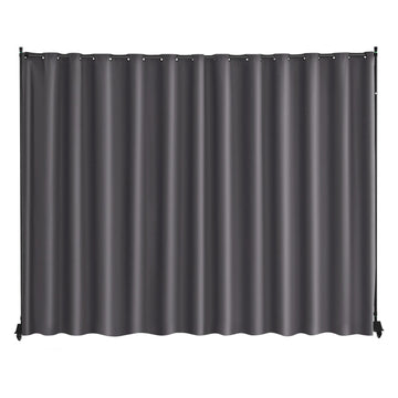 Room Divider Privacy Screen with Wheels, Freestanding, Gray