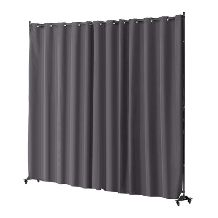 Room Divider Privacy Screen with Wheels, Freestanding, Gray