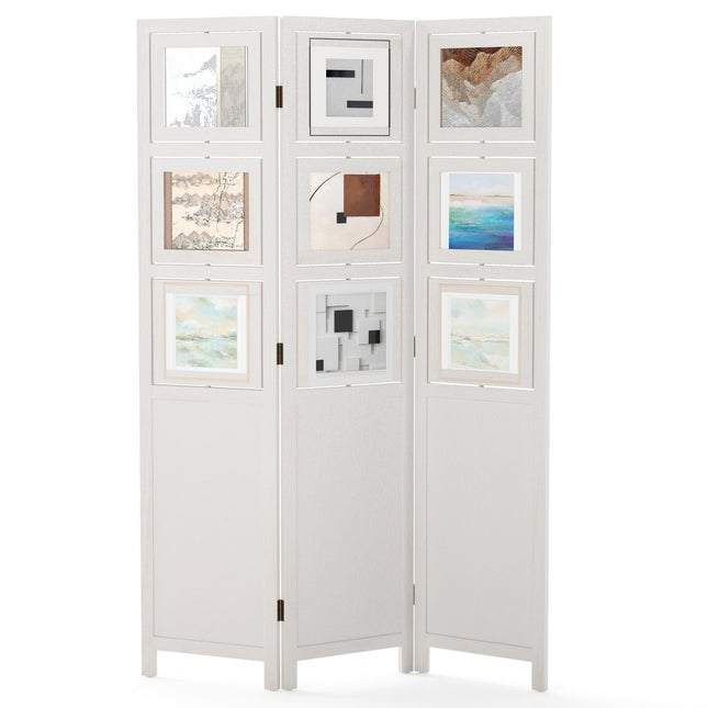 Room Divider with 9 Rotating Photo Frames, 170 x 121 cm