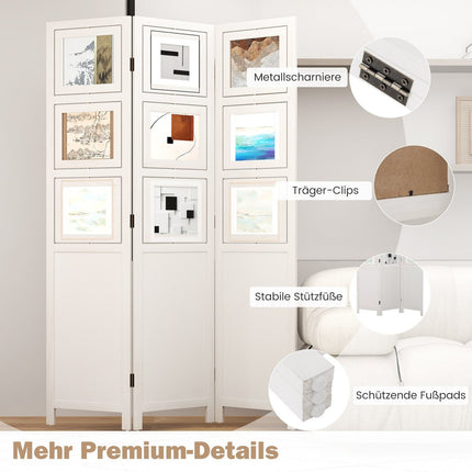 Room Divider with 9 Rotating Photo Frames, 170 x 121 cm