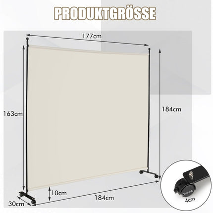 Room Divider with Panel, 184 x 30 x 184 cm, Beige