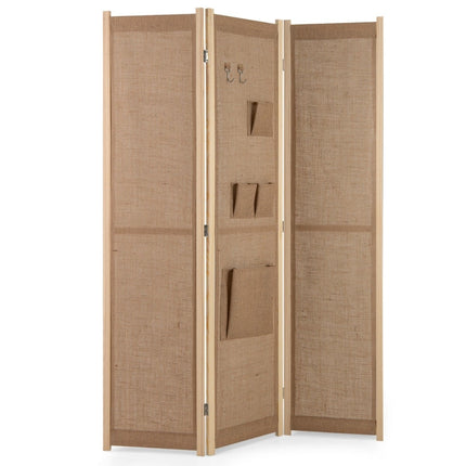 Room Divider with Storage Pockets & Hooks, 170 x 121 cm