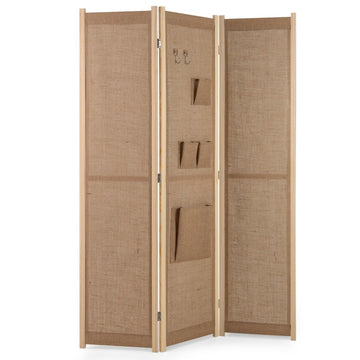 Room Divider with Storage Pockets & Hooks, 170 x 121 cm