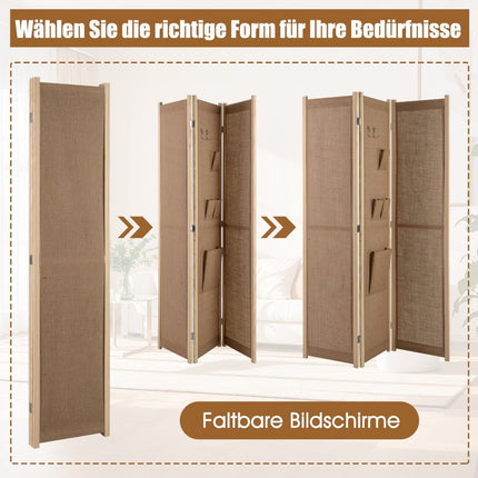 Room Divider with Storage Pockets & Hooks, 170 x 121 cm