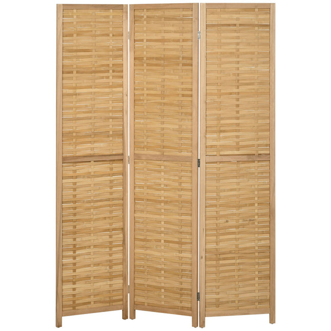 Foldable room divider in bamboo - 3-part privacy screen 120x170cm
