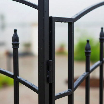 Rose Arbor With Double Gate – Black Metal Garden Trellis