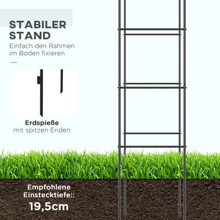 Metal garden arch for climbing plants - Black, 140x40x240 cm