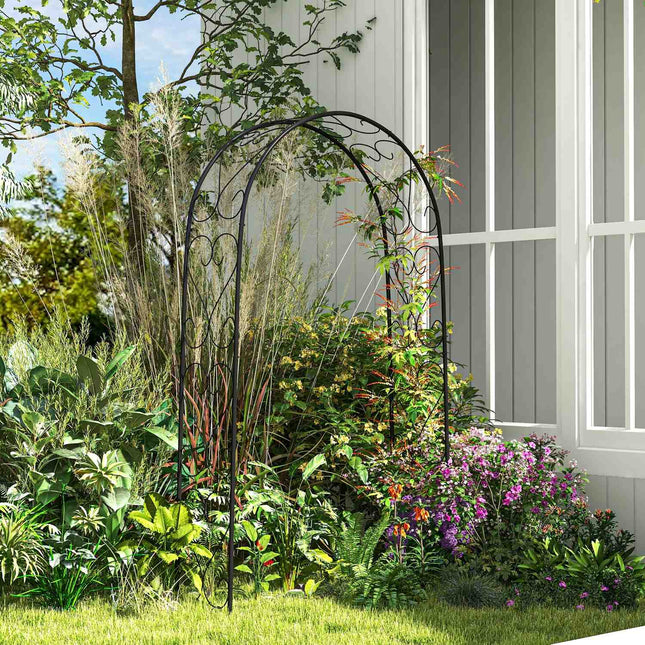 Steel garden arch for climbing plants, 125x37x230 cm, Black