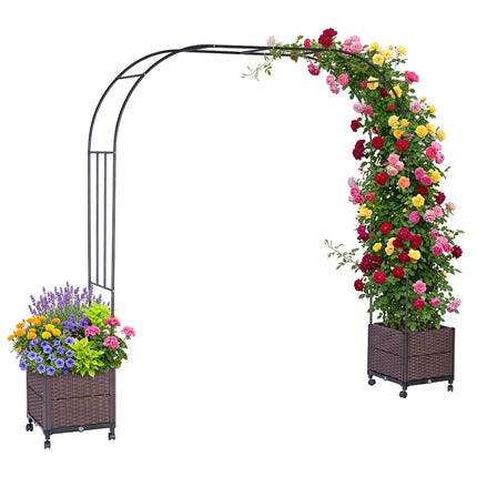 Rose Arch With 2 Planters, Locking Casters, Water Reservoir