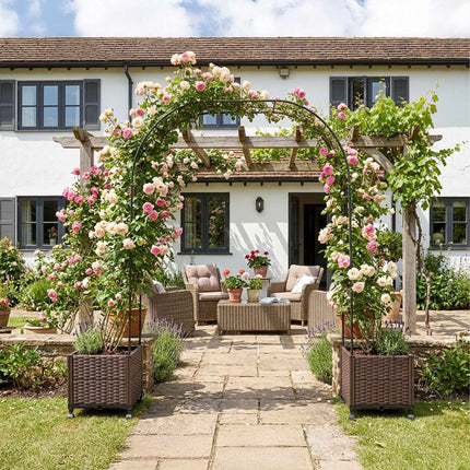 Rose Arch With 2 Planters, Locking Casters, Water Reservoir