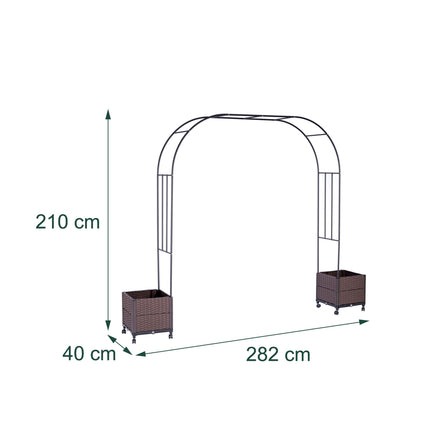 Rose Arch With 2 Planters, Locking Casters, Water Reservoir