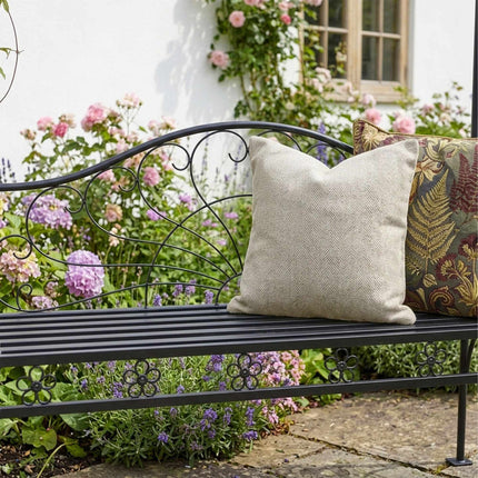 Rose Arch With Bench – Black Metal Garden Trellis