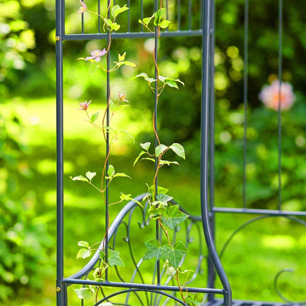 Rose Arch With Bench – Black Metal Garden Trellis