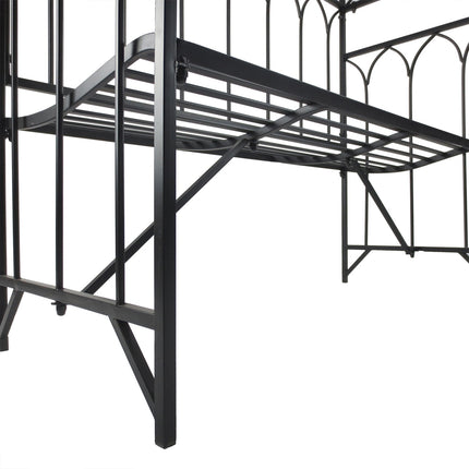 Black Metal Rose Arch Bench - Garden Trellis, 115x50x203 cm
