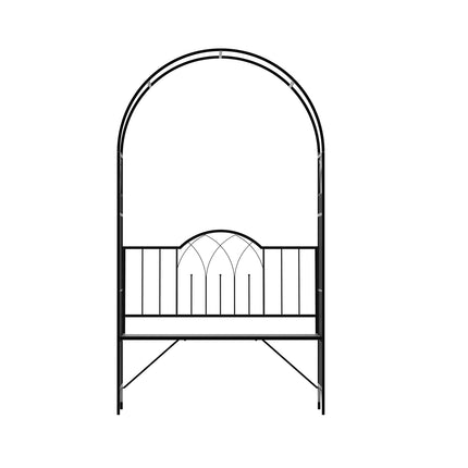 Metal garden arch with bench - Black, 121 x 50 x 203 cm