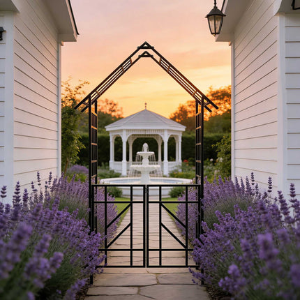 Rose Arch With Double Gate – Lockable Pointed Roof
