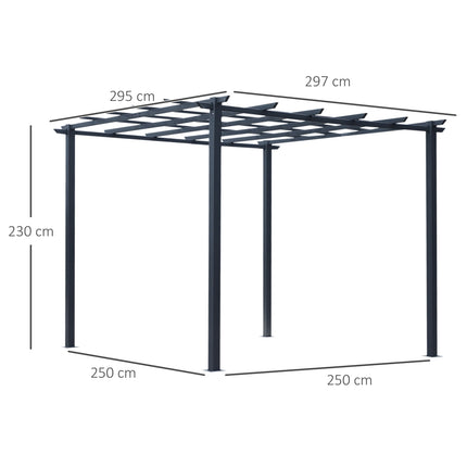 Black Metal Garden Arch Trellis, Weather Resistant, 2.97x2.95x2.3M