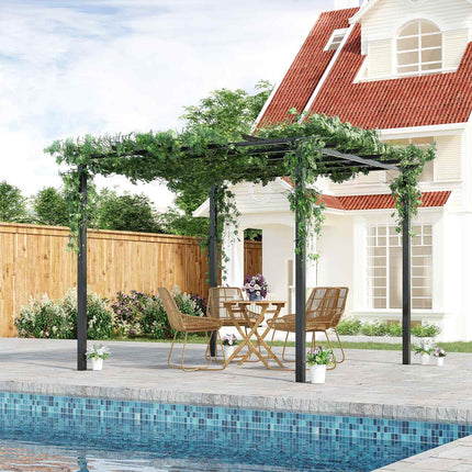 Black Metal Garden Arch Trellis, Weather Resistant, 2.97x2.95x2.3M