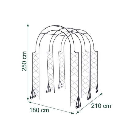 Rose Trellis Garden Arch, Black Metal, 3-Arch Design