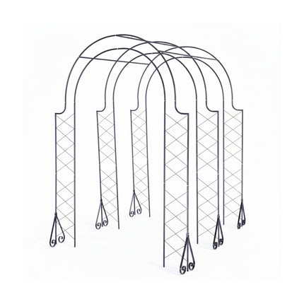 Rose Trellis Garden Arch, Black Metal, 3-Arch Design