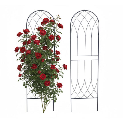 Rose Trellis Set Of 2, Metal Arched With Ground Spikes