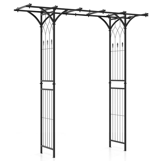 Rose arch metal garden arch for climbing plants archway garden 200 x 52 x 206 cm black