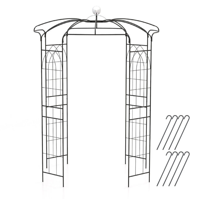 Rose arch metal rose pavilion garden arch for climbing plants archway garden 206 x 206 x 286 cm black