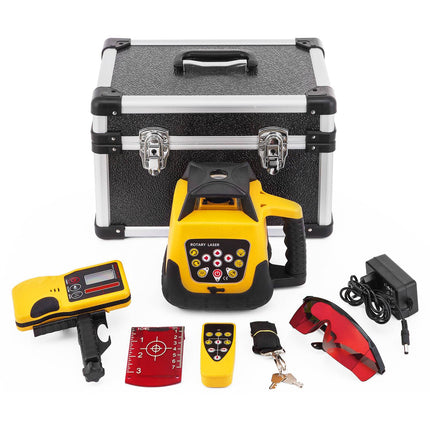 Rotary Laser Level Kit, Red Beam, Self-Leveling, Receiver