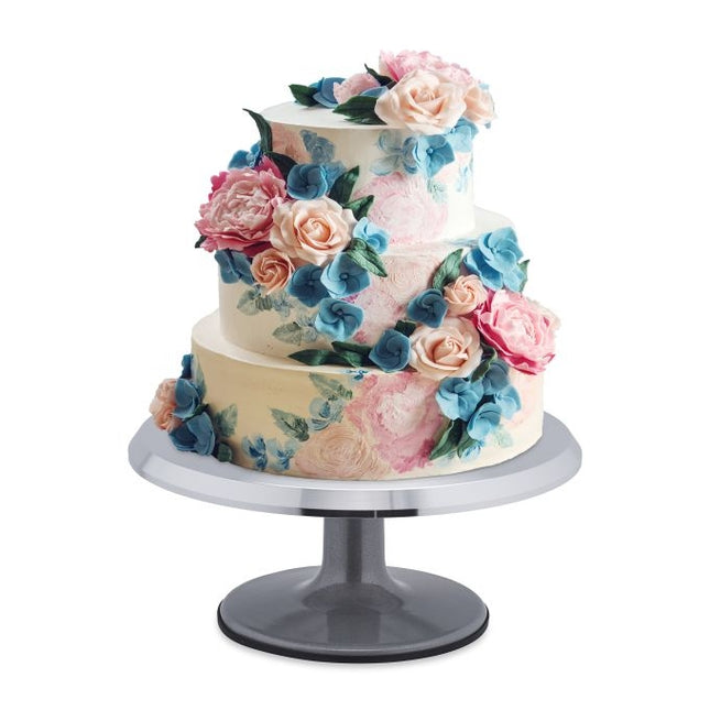 Rotatable aluminum cake tray