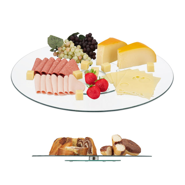 Rotatable glass serving plate