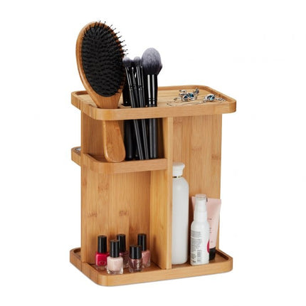 Rotatable makeup stand in bamboo