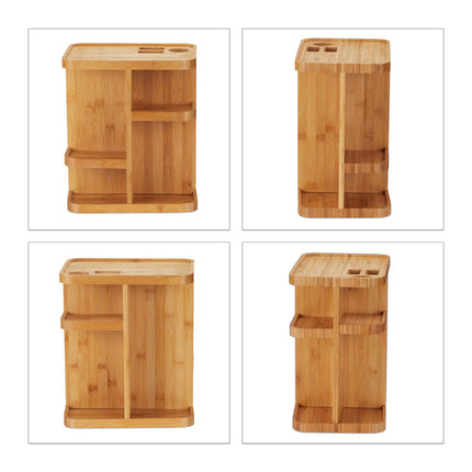 Rotatable makeup stand in bamboo