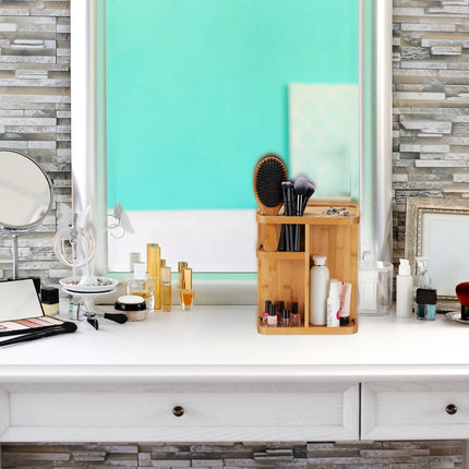 Rotatable makeup stand in bamboo