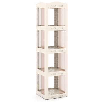 Rotating Bookshelf, Foldable Corner Shelf, 3-Tier, White