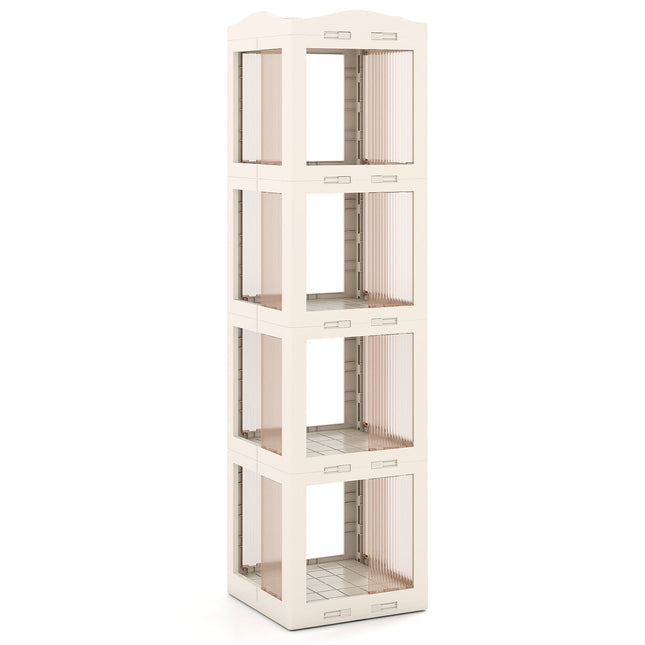 Rotating Bookshelf, Foldable Corner Shelf, 3-Tier, White