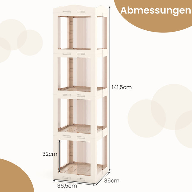 Rotating Bookshelf, Foldable Corner Shelf, 3-Tier, White
