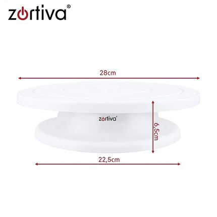 Rotating Cake Stand with 3 Decorating Spatulas, Removable Base, 28 cm, White