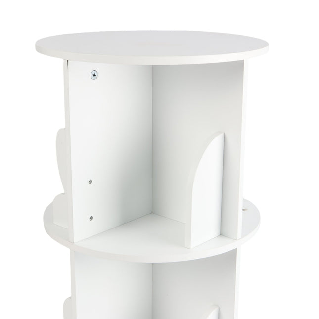Rotating Children's Bookcase, White, Rabbit Ear Design