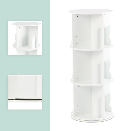 Rotating Children's Bookcase, White, Rabbit Ear Design