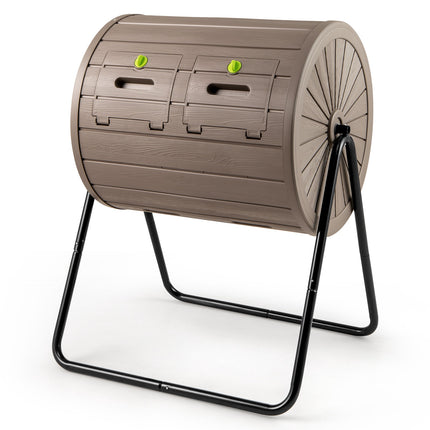 Rotating Compost Tumbler, 142L Dual Chamber, Lockable Doors