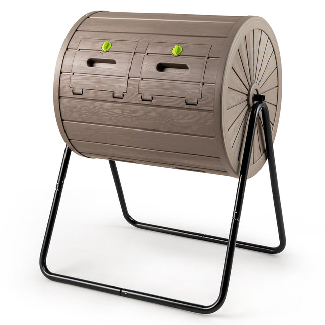 Rotating Compost Tumbler, 142L Dual Chamber, Lockable Doors